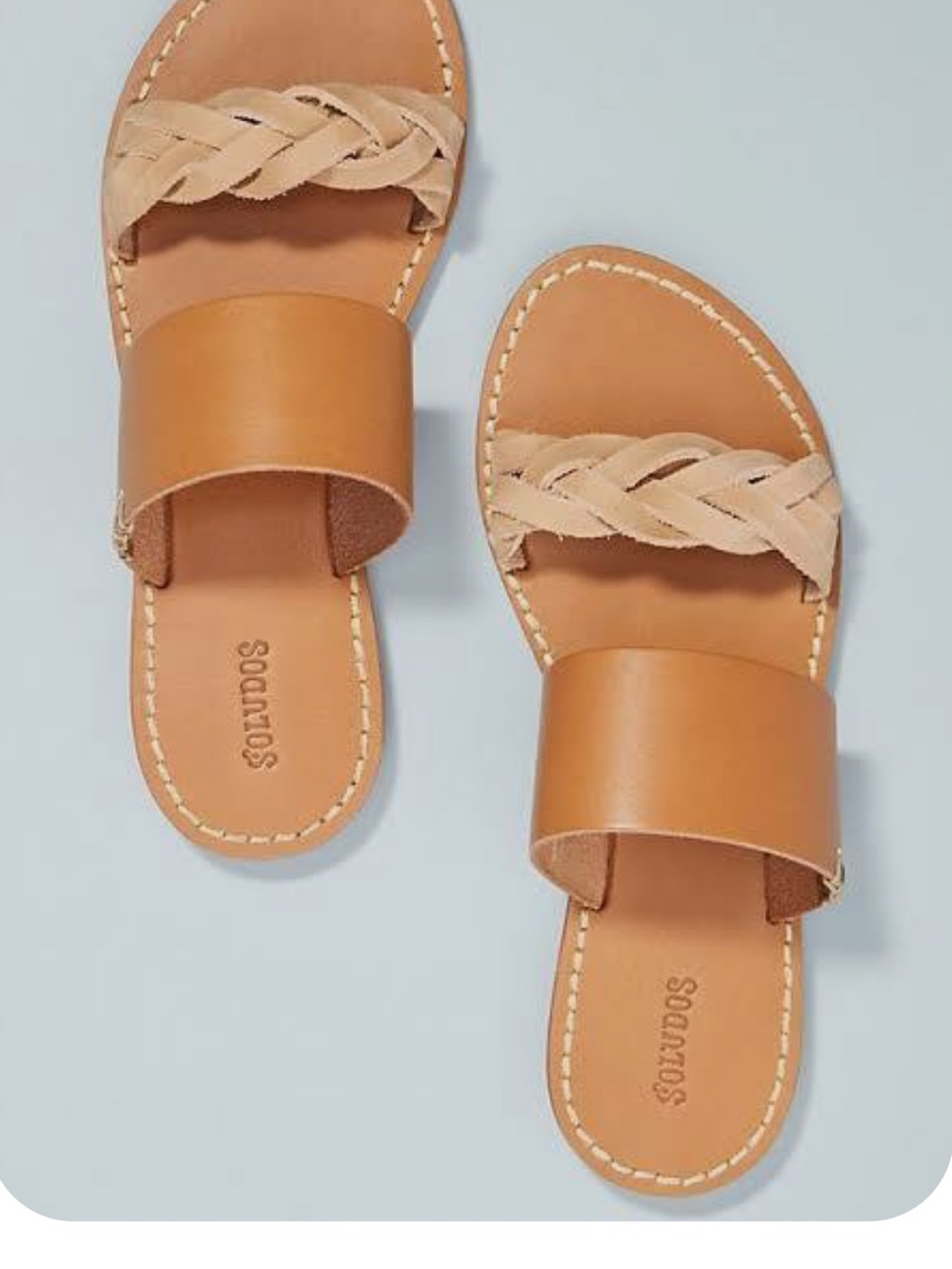 Soludos Braided Tan Leather Slide Sandals
